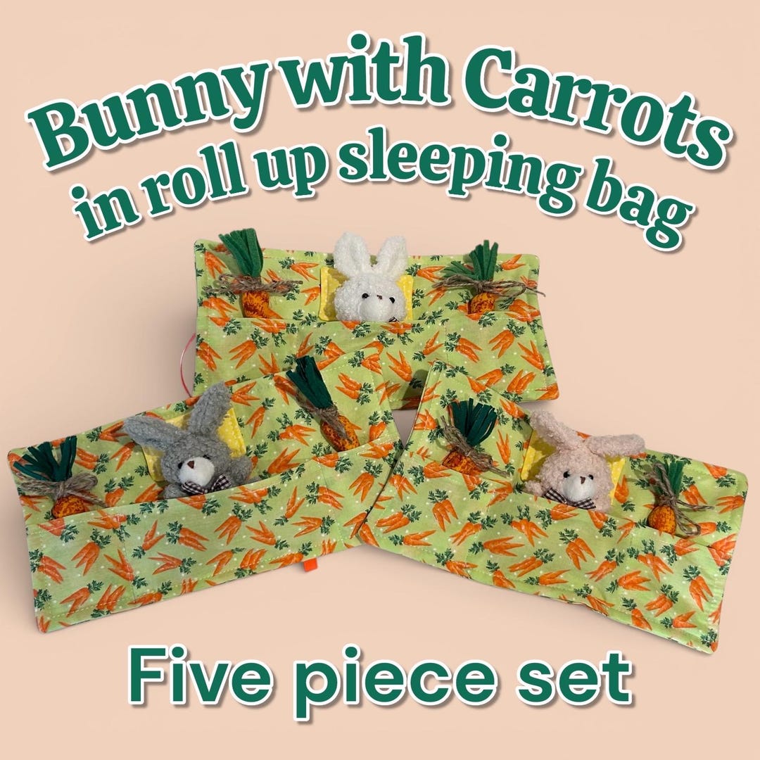 Bunny in Blanket Fidget Toy – Plush Rabbit With Carrot Pockets for ...