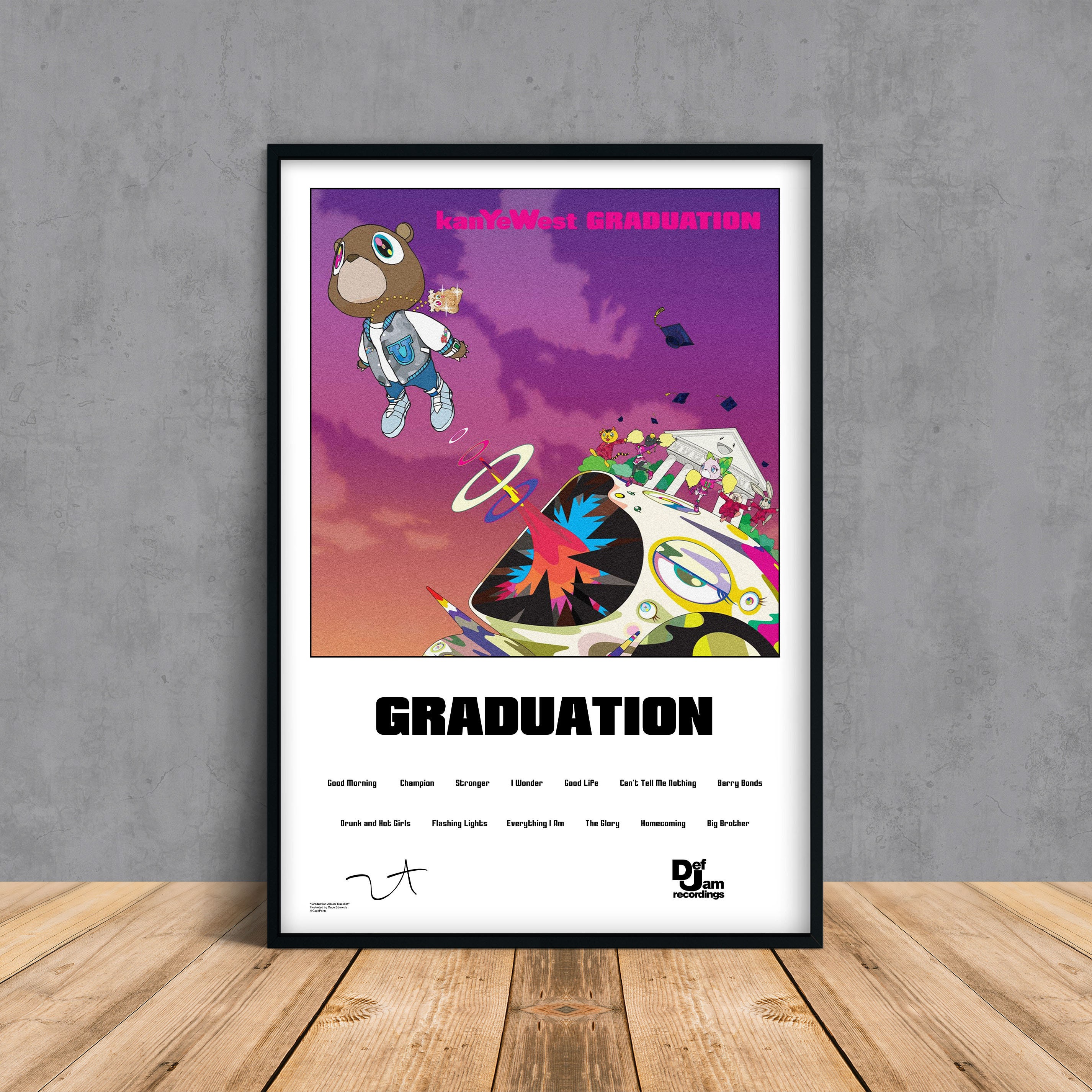 Kanye West Album Cover Poster Tracklist Graduation Poster No Framed 