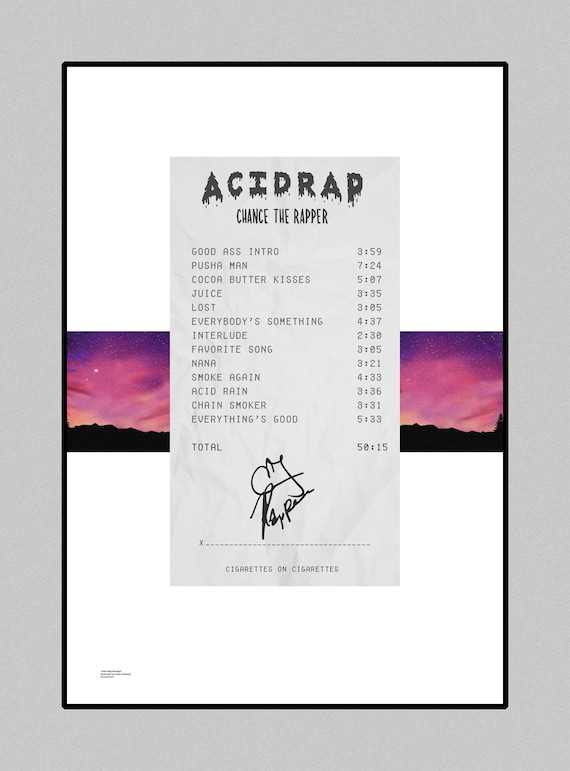 Acid Rap Album Receipt Poster Print Chance The Rapper Etsy