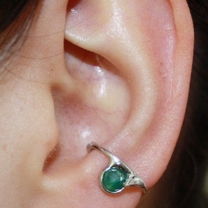 Earcuff with aventurin, silver 925, handmade, 118S