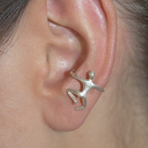 Orecchino a clip modello 222S 'Man in ear', in argento sterling 925, indossabile anche senza foro all'orecchio, disponibile anche placcato oro 222G