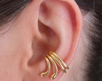 Creole / earcuff, model "four wires", silver (gold plated), 211G