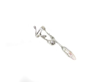 Earcuff with pendant, pearl, silver, handmade, 613S