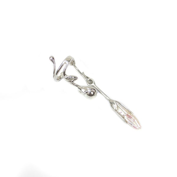 Earcuff with pendant, pearl, silver, handmade, 613S