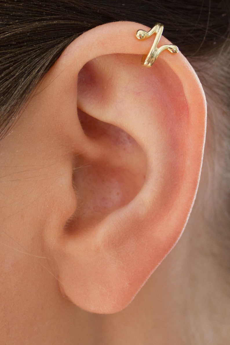 Little creole earcuff silber goldplated heartbeat 101G