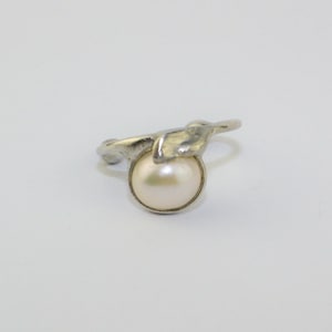 Earcuff Creole with freshwaterpearl white, silver, handmade, 105S image 2