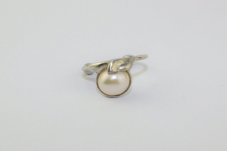 Earcuff Creole with freshwaterpearl white, silver, handmade, 105S image 2