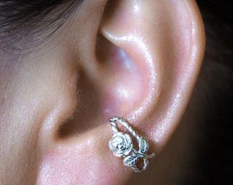 Creole / earcuff (rose), silver (gold plated), handmade, 200S or 200G
