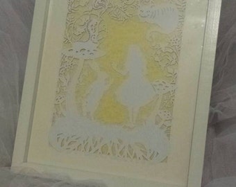 framed alice in wonderland paper cut