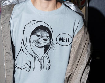 Otter in Hoodie Meh Shirt, Animal Lover Shirt, Gifts For Him, Otter Gifts, Funny Animal Shirt, Cool Animal T Shirt, Gifts For Her