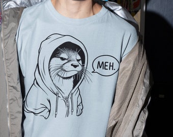 Otter in Hoodie Shirt, Tierliebhaber Shirt, Geschenke für ihn, Otter Geschenke, lustiges Tier Shirt, cooles Tier T-Shirt, Geschenke für sie