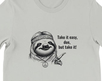 Hippie Sloth Tee , Unisex, Animal Lover Shirt, Funny Animal T-shirt, Gifts For Him, Gifts for Her