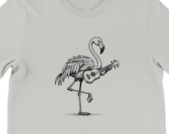 Flamingo Ukulele Stand Shirt , Unisex, Animal Lover Shirt, Funny Animal T-shirt, Gifts For Him, Gifts for Her