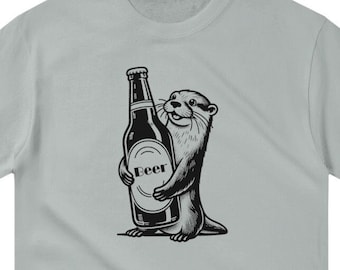 Cheers with Otter Shirt, Beer Lover Shirt, Gifts For Him, Otter Gifts, Funny Animal Shirt, Cool Animal T Shirt, Gifts For Her