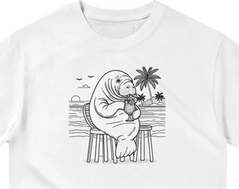 Manatee Bar Scene Tee ,Unisex, Animal Lover Shirt, Funny Animal T-shirt, Gifts For Him, Gifts for Her
