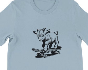 Koszulka dla dzieci koza skater, unisex, koszulka dla miłośników zwierząt, zabawna koszulka ze zwierzętami, prezenty dla niego, prezenty dla niej