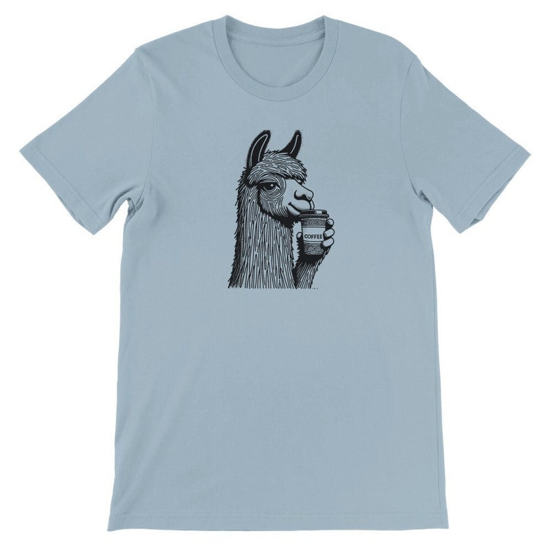 Alpaca Coffee Lover Tee , Unisex, Animal Lover Shirt, Funny Animal T-shirt, Gifts For Him, Gifts for Her Light Blue