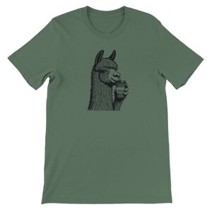 Alpaca Coffee Lover Tee , Unisex, Animal Lover Shirt, Funny Animal T-shirt, Gifts For Him, Gifts for Her Military Green