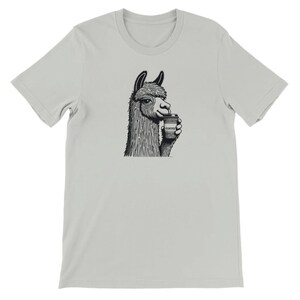 Alpaca Coffee Lover Tee , Unisex, Animal Lover Shirt, Funny Animal T-shirt, Gifts For Him, Gifts for Her Silver