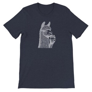 Alpaca Coffee Lover Tee , Unisex, Animal Lover Shirt, Funny Animal T-shirt, Gifts For Him, Gifts for Her Heather Midnight Navy