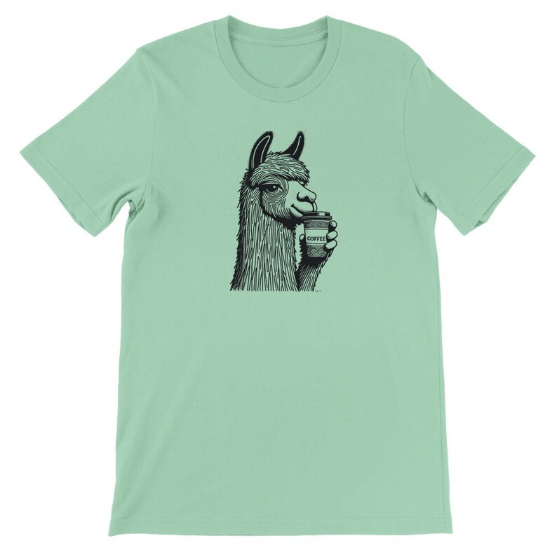 Alpaca Coffee Lover Tee , Unisex, Animal Lover Shirt, Funny Animal T-shirt, Gifts For Him, Gifts for Her Mint