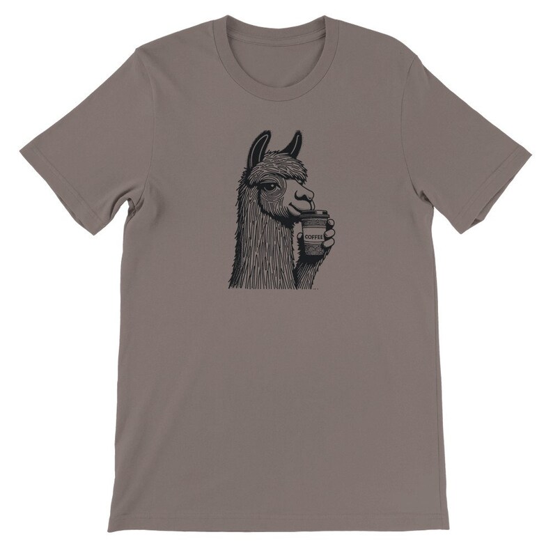 Alpaca Coffee Lover Tee , Unisex, Animal Lover Shirt, Funny Animal T-shirt, Gifts For Him, Gifts for Her Pebble Brown
