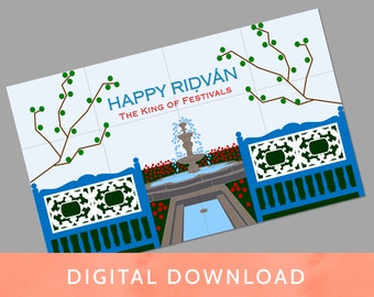 Digital Download - PDF File / Baha'i /Printable HAPPY RIDVAN Poster Banner / Ridvan / Ridván / Baha'i / Bahai - 34x21 inches