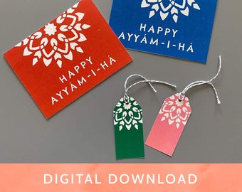 Digital Download - PDF File / Baha'i /Multi Color Card / Bahai  Greeting Cards Tags / Happy Ayyam-i-Ha