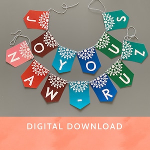 Digital Download - PDF File / Baha&#39;i /Multi Color Banner / Bahai Banner / Joyous Naw-Ruz