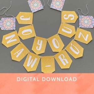 Digital Download - PDF File / Baha&#39;i / Yellow Banner- Baha&#39;i Banner / Joyous Naw-Ruz