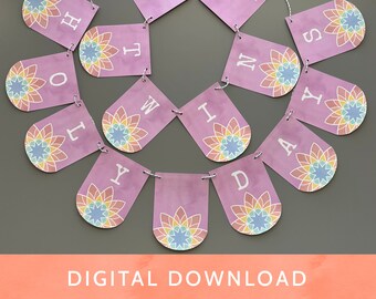 Digital Download - PDF File / Baha'i / Bahai / Multicolor Banner/ Twin Holy Days / Birth of the Bab / Birth of Baha'u'llah