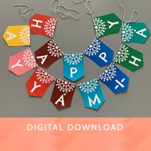 Digital Download - PDF File / Baha&#39;i /Multi Color Banner- Baha&#39;i Banner /Happy Ayyam-i-Ha