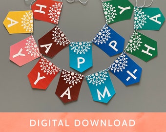 Digital Download - PDF File / Baha'i /Multi Color Banner- Baha'i Banner /Happy Ayyam-i-Ha
