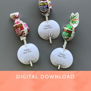 Digital Download - PDF File / Baha&#39;i / Bahai / Lollipop Tags / Black & White Start / Happy Naw-Ruz / Happy NawRuz