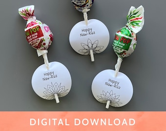 Digital Download - PDF File / Baha'i / Bahai / Lollipop Tags / Black & White Start / Happy Naw-Ruz / Happy NawRuz