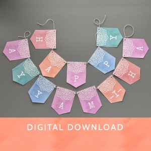 Digital Download - PDF File / Baha&#39;i /Multi Color Banner- Baha&#39;i Banner /Happy Ayyam-i-Ha