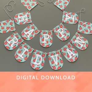 Digital Download - PDF File / Bahai Banner / Happy Ridvan / Roses Background
