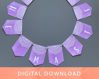 Digital Download - PDF File / Baha'i / The Master / Purple with 9 pointed Star Designs