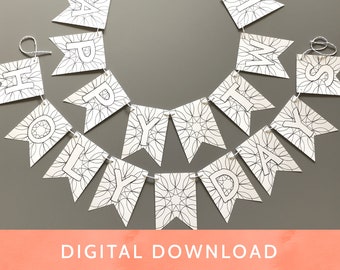 Digital Download - PDF File / Baha'i /Twin Holy Days Banner / Bahai Banner / Coloring Banner