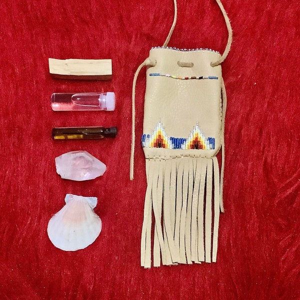 Daily protection deerskin medicine bag talisman for spiritual warding and protection | Mini travel altar on the go