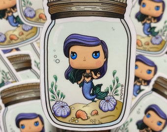 Mermaid Sticker, Mermaid in a Jar sticker, Mermaid Sticker, Glossy Waterproof Vinyl Sticker, POP Mermaid, Little Mermaid in a Jar Sticker