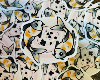 Goldfish Koi Sticker, Double Koi sticker, Goldfish Feng Shui sticker, Koi Fish Sticker