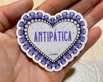 Antipática Heart Sticker, Spanish Sticker, Antipática Sticker