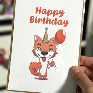 Biglietto di auguri di compleanno colorato con simpatico cane felice / Biglietti vuoti / Cancelleria piegata per sorella, mamma, migliore amica, collega, papà, auguri di famiglia per cuccioli