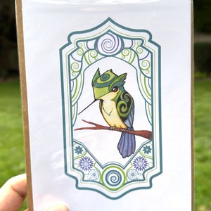 Graziosa cartolina con colibrì, cartoline con stampa ad acquerello di uccelli, carta da lettere vuota piegata per sorella, mamma, migliore amica, collega, papà, famiglia