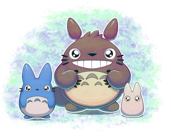 Totoro Art Print, Kawaii Anime Home Decor, Nursery Poster