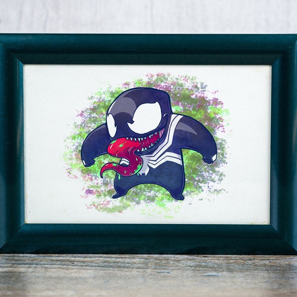 Cute Venom or Carnage Art Print, Nursery Room Decor, Home Decor Wall Poster, Disney Marvel Art Prints, Funny Comic Paper Print