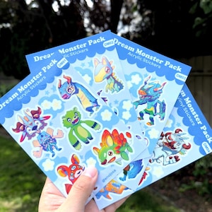 Foglio di adesivi in vinile Dream Monster, decalcomania per custodia del telefono portatile per spazio personale, carino per planner, diario proiettile, quaderno o album, kawaii