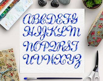 BUY 5 FOR 8, Watercolor Alphabet Clip Art, Hand Paint Letters, Watercolor Clip Art, Elegant Font, Instant Download