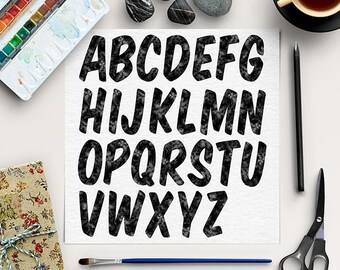 BE BOLD, Black Watercolor Font, Black Alphabet, Black Letter Images, Black Numbers Clipart, Digital Watercolor Numbers, BUY5FOR8